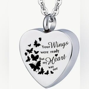 Memorial Butterfly Urn Necklace Stainless Steel - NEW